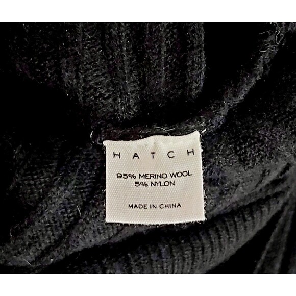 HATCH Sweater Black Marino Wool Pullover Chunky Rib Stretch XL Maternity - Picture 5 of 6